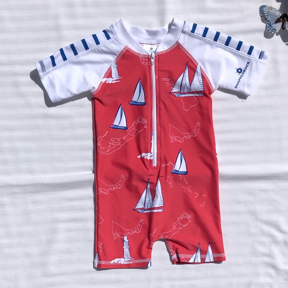 SnapperRock Sailboat SwimSuit 6-12 Mths
